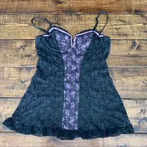 Victoria’s Secret black lace lingerie slip. Great condition